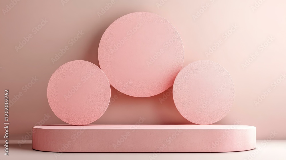 Fototapeta premium Abstract Pink Geometric Display Podium