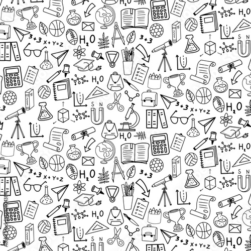 education doodle illustration design seamless pattern