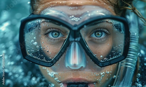 Girl diver close up