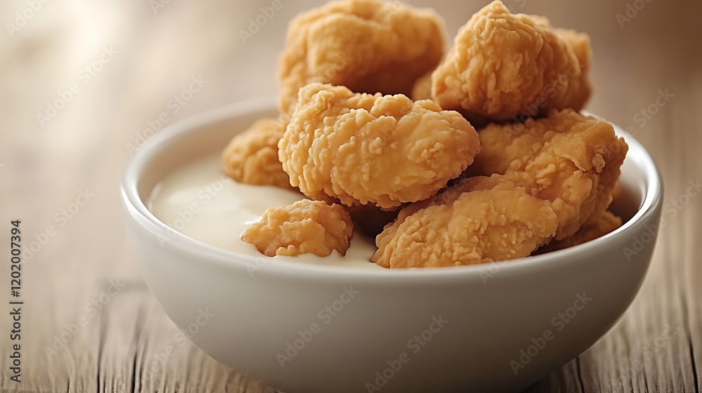 Crispy Chicken Nuggets in Creamy White Sauce Bowl Crispy Chicken Nuggets in Creamy White Sauce Bowl