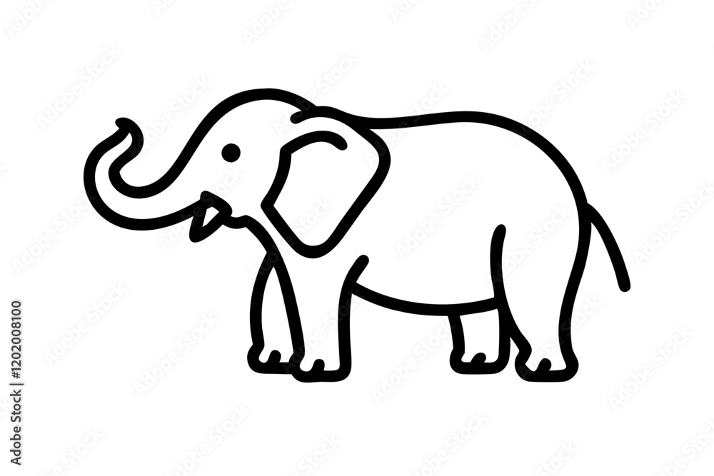 Cute Elephant Cartoon Illustration on White Background Cute Elephant Cartoon Illustration on White Background