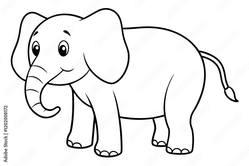 Cute Elephant Cartoon Illustration on White Background Cute Elephant Cartoon Illustration on White Background