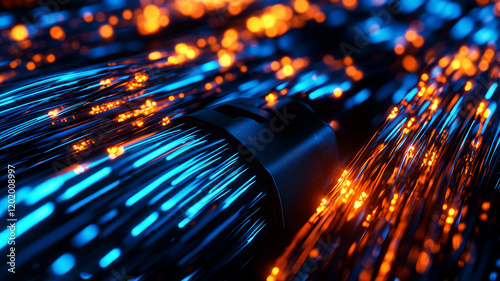 Fiber optic cables boosting bandwidth for global telecommunication networks, fiber optic telecommunication bandwidth, speed and high-capacity communication
