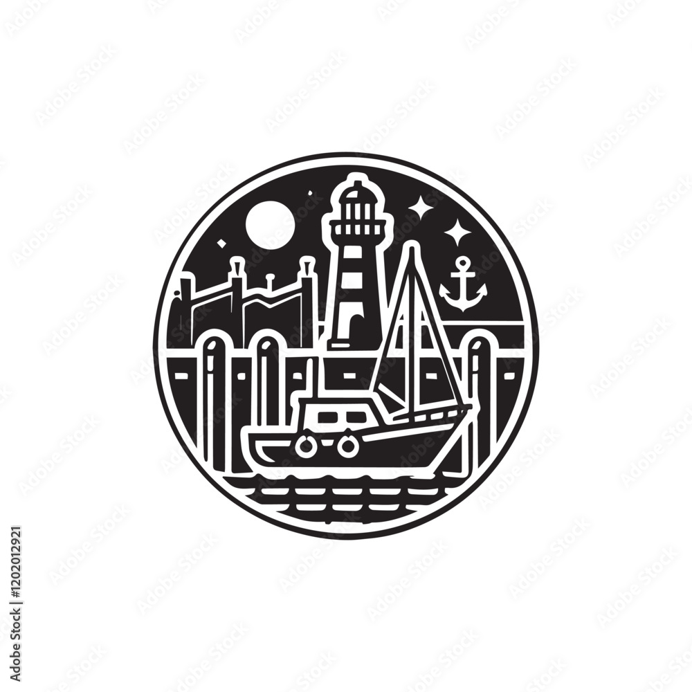 Naklejka premium Harbour icon vector design symbol art illustraition