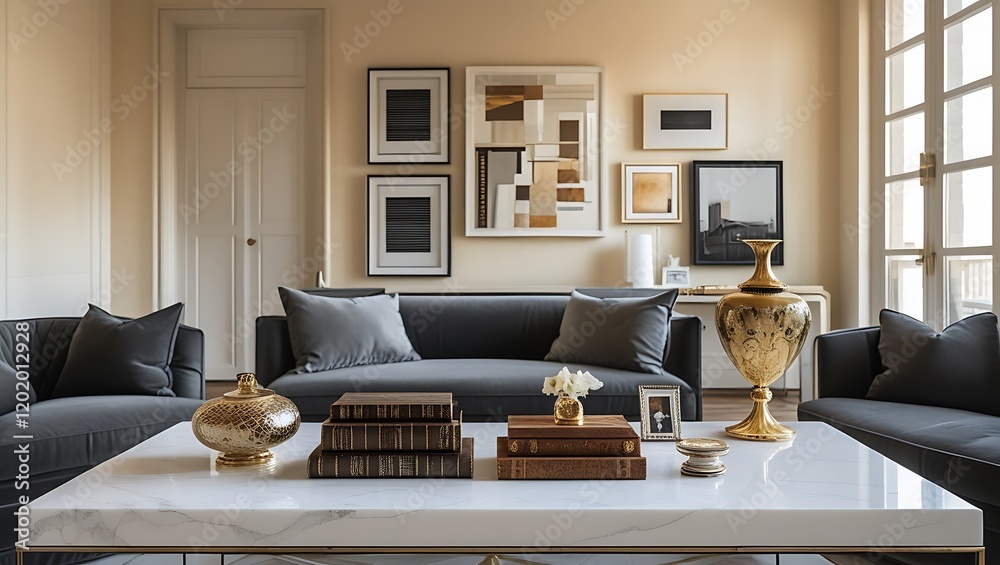 Fototapeta premium modern living room with fireplace