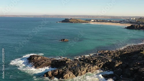 Coastline in St Ives, Cornwall on a sunny day