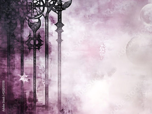 Gothic Gate Under a Pale Celestial Sky