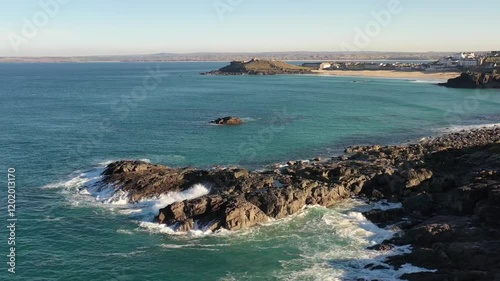 Coastline in St Ives, Cornwall on a sunny day