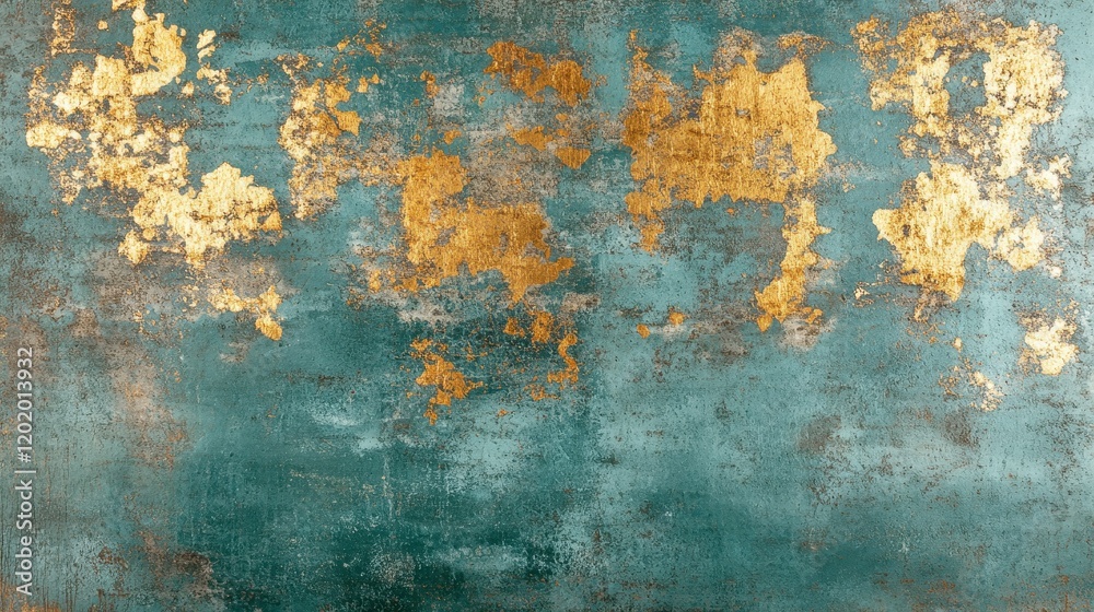 Abstract Teal and Gold Texture Distressed Metallic Background Grunge Wall Design Abstract Teal and Gold Texture Distressed Metallic Background Grunge Wall Design