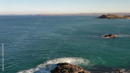 Coastline in St Ives, Cornwall on a sunny day