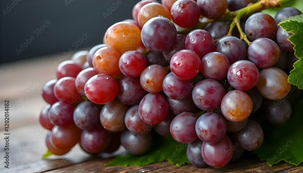 a bunch of grapes sitting on top of a wooden table a bunch of grapes sitting on top of a wooden table