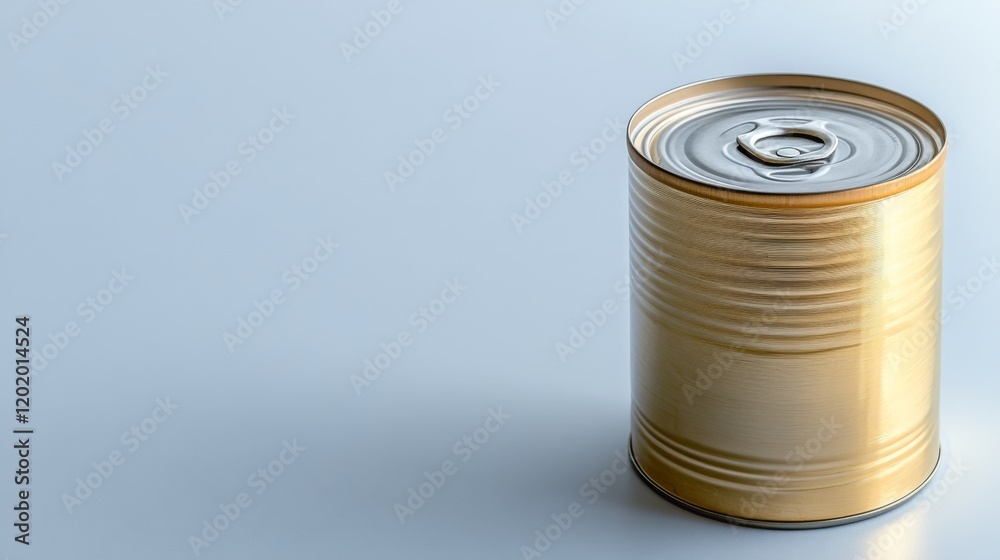 Close-up of unopened canned food with recall label on clean white background, slight tilt emphasizing label, copy space for text. Close-up of unopened canned food with recall label on clean white background, slight tilt emphasizing label, copy space for text.