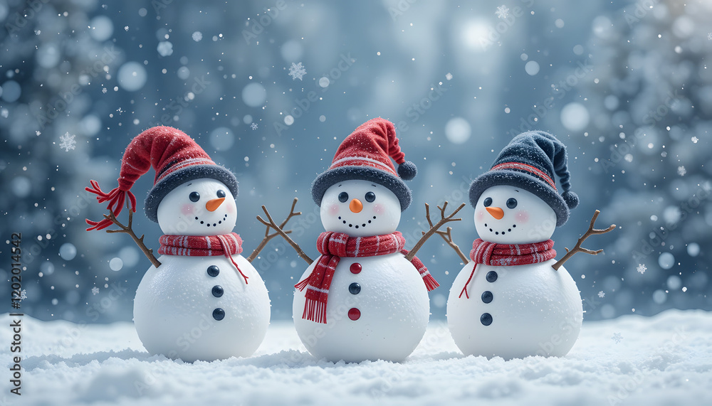 Three snowmen isolated Three snowmen isolated