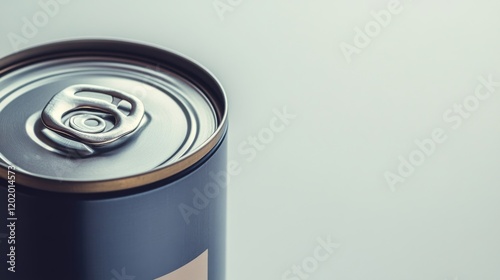 Close-up of unopened canned food with recall label on clean white background, slight tilt emphasizing label, copy space for text.	