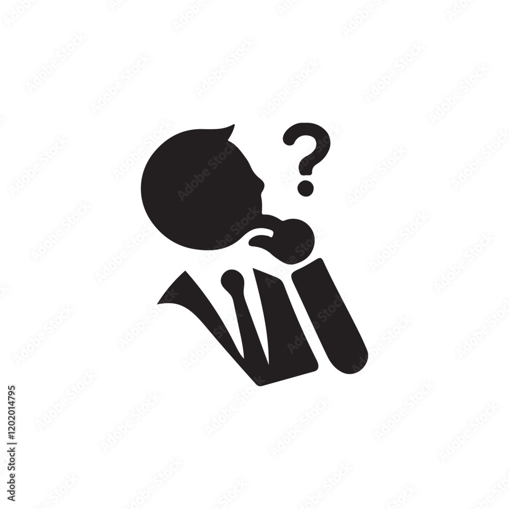 Thinking person silhouette vector with a white background Thinking person silhouette vector with a white background