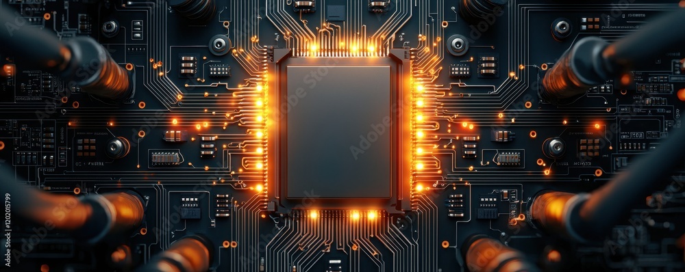 Glowing Circuit Board Technology Concept Glowing Circuit Board Technology Concept
