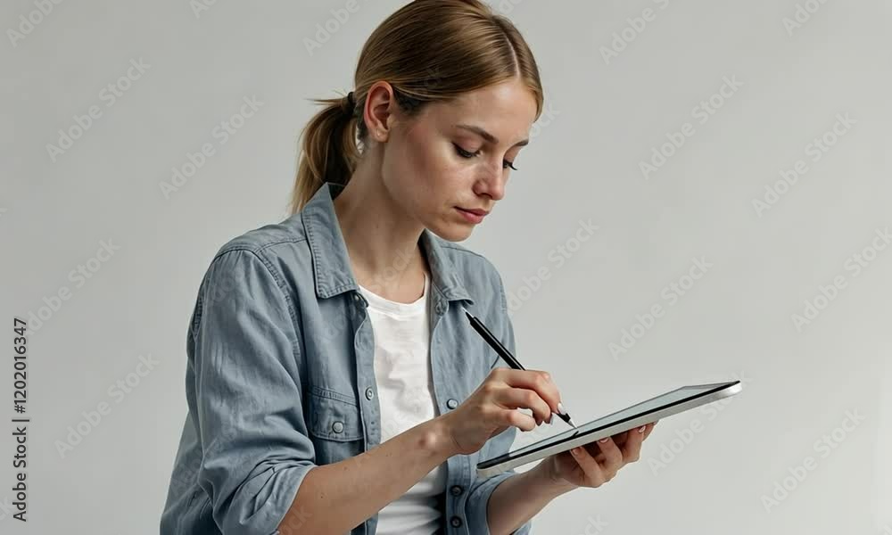 Focused Woman Writing in Notebook at Desk Focused Woman Writing in Notebook at Desk