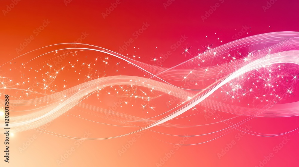 Abstract Pink and Orange Swirling Wave Background with Sparkling Lights Abstract Pink and Orange Swirling Wave Background with Sparkling Lights