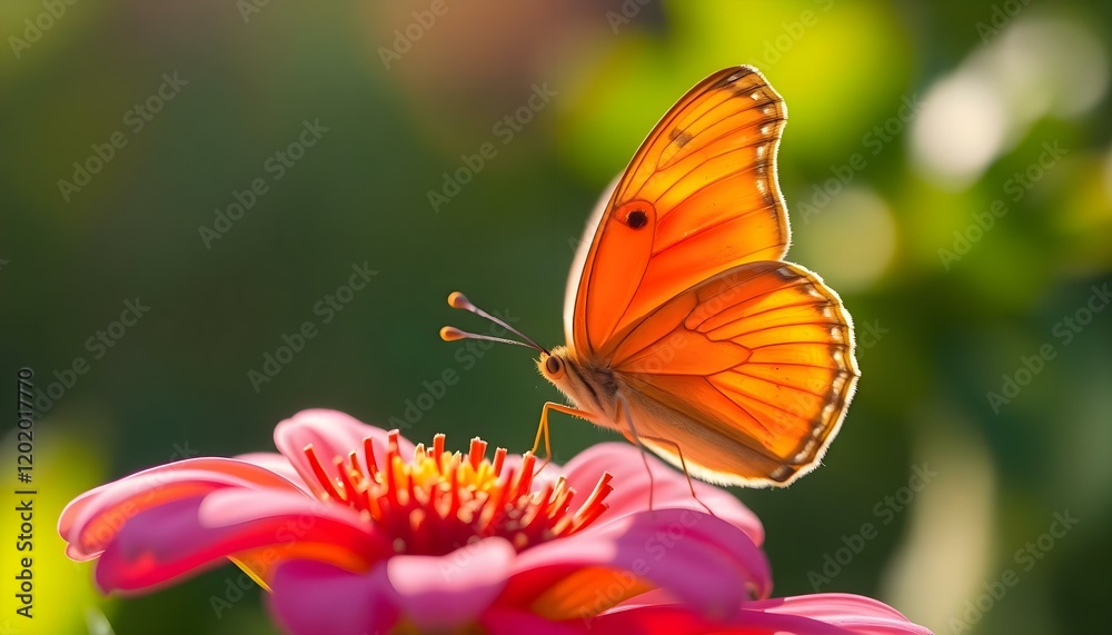 a butterfly sitting on top of a pink flower a butterfly sitting on top of a pink flower