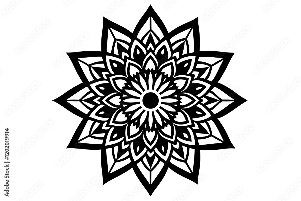 Geometric Mandala Line Art Vector Design on White background-vector Illastration. Geometric Mandala Line Art Vector Design on White background-vector Illastration.