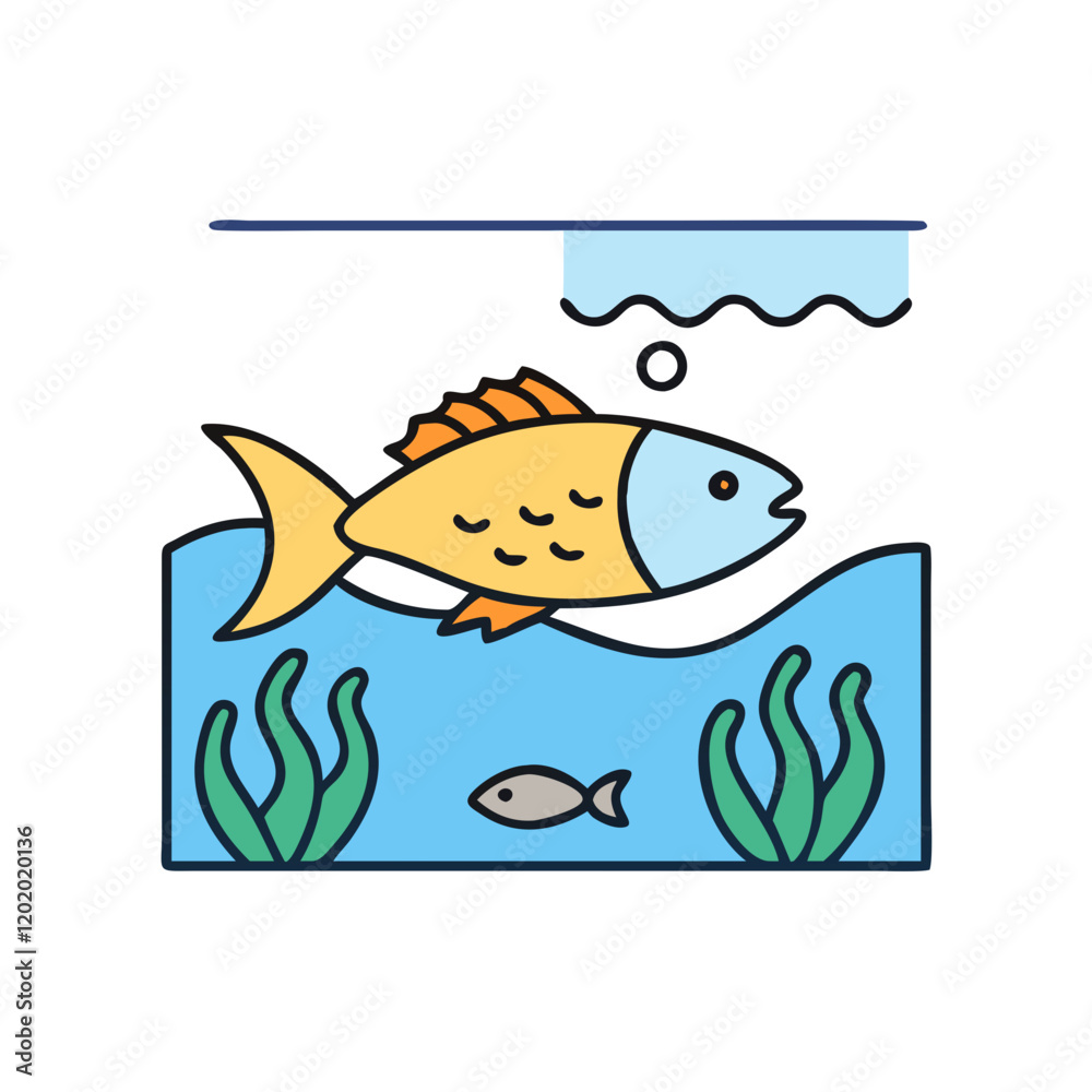Naklejka premium fish swimming icon, fish swimming vector illustration-simple illustration of fish swimming, perfect for fish swimming logos and icons