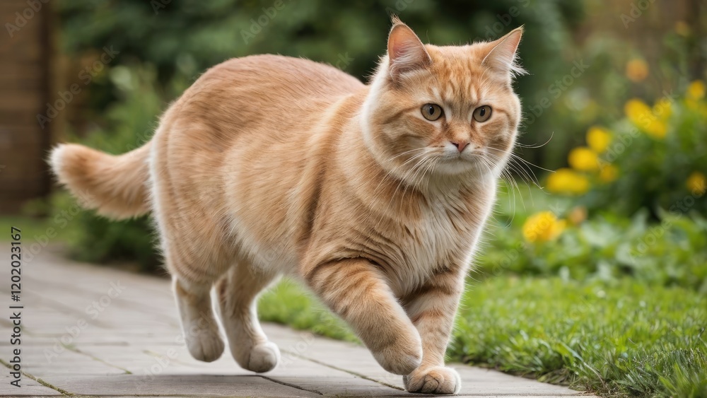 Obraz premium Fawn british longhair cat in the garden