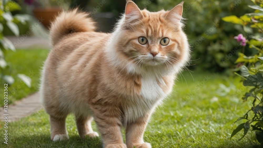 Obraz premium Fawn british longhair cat in the garden