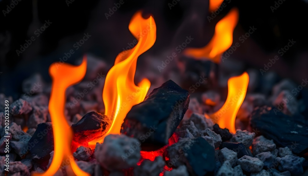a close up of a fire with rocks and flames a close up of a fire with rocks and flames