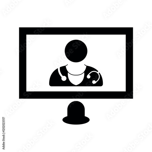 Online doctor laptop icon.