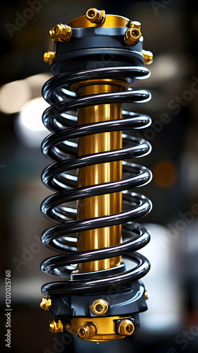 High-Performance Coilover Suspension Shock Absorber 3D Render photo