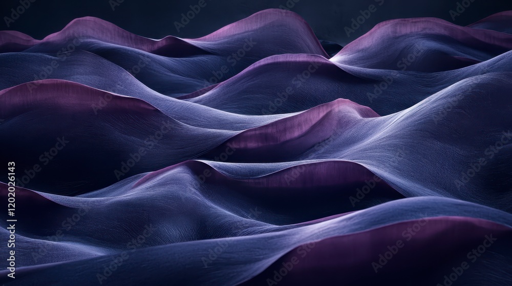Obraz premium Abstract Purple Fabric Waves Soft Textured Draped Textile Background