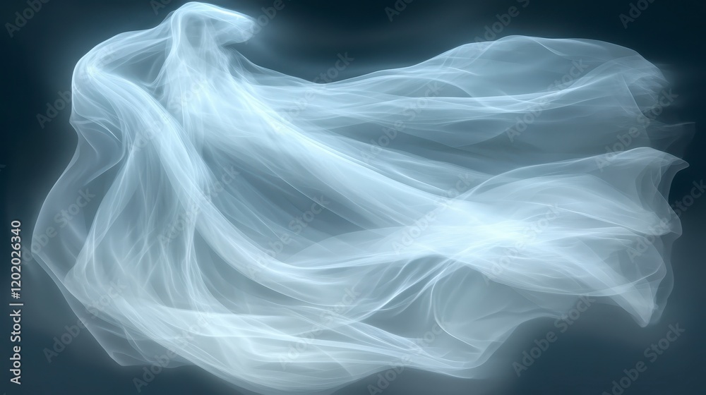 Abstract Flowing White Fabric Sheer Tulle Elegant Drape Soft Texture Ghostly Veil Abstract Flowing White Fabric Sheer Tulle Elegant Drape Soft Texture Ghostly Veil
