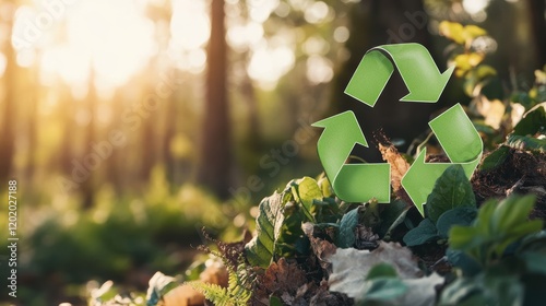 Green vehicle with recycling symbol highlighting environmental sustainability and eco-friendly transportation