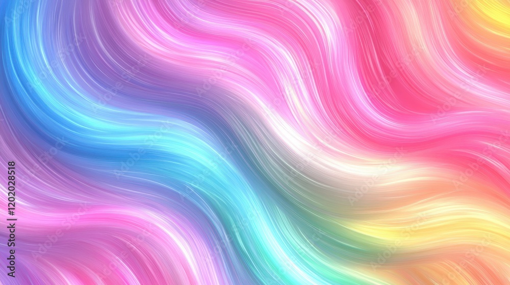 Obraz premium Abstract Pastel Rainbow Swirl Wave Background Texture Design Colorful Flowing Lines