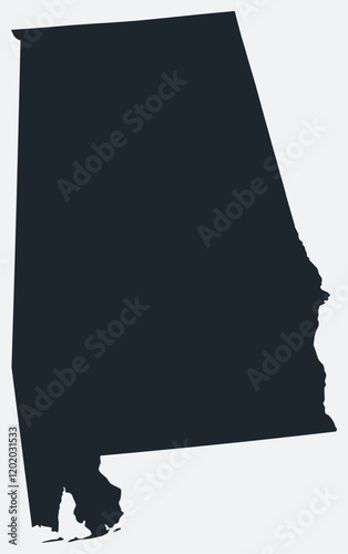 Alabama map. Just a simple border map. Shape of the state. Flat blank Alabama outline. Vector boundary illustration.