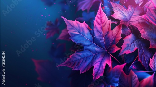 Vibrant Pink and Blue Autumn Leaves