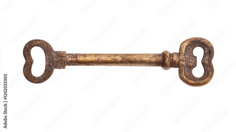 An antique, rusty key with a unique heart-shaped design, symbolizing mystery and unlocking hidden secrets. An antique, rusty key with a unique heart-shaped design, symbolizing mystery and unlocking hidden secrets.