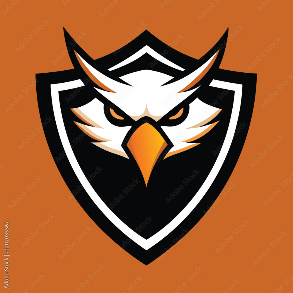 Eagle head with wings and shield on white background. Vector illustration. Eagle head with wings and shield on white background. Vector illustration.