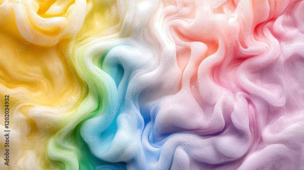 Obraz premium Abstract Pastel Rainbow Foam Swirl Texture Background Colorful Whimsical Design