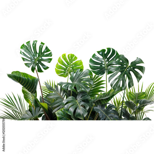 Tropical Leaf Collection: Lush, vibrant tropical leaves in various shapes and sizes create a rich, verdant composition, perfect for adding a touch of the tropics to any design. photo