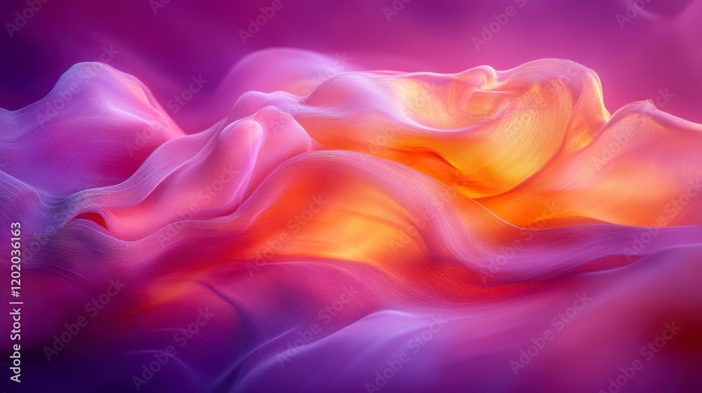 Abstract Purple and Orange Fabric Texture Flowing Silk Drape Soft Waves Elegant Design Abstract Purple and Orange Fabric Texture Flowing Silk Drape Soft Waves Elegant Design