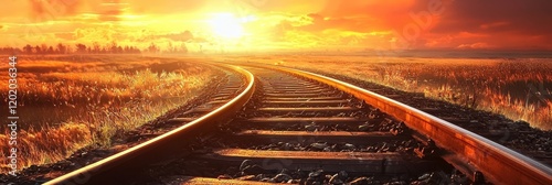 A scenic view of train tracks stretching through the countryside.