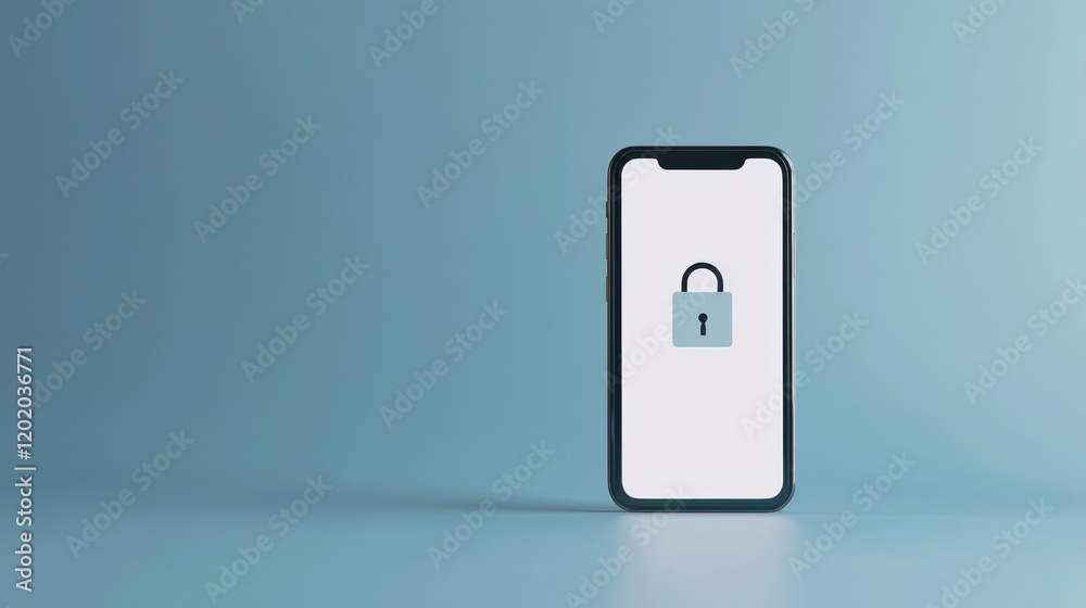 A smartphone displays a padlock icon on its screen, symbolizing digital security and privacy in a minimalist design against a blue background. A smartphone displays a padlock icon on its screen, symbolizing digital security and privacy in a minimalist design against a blue background.