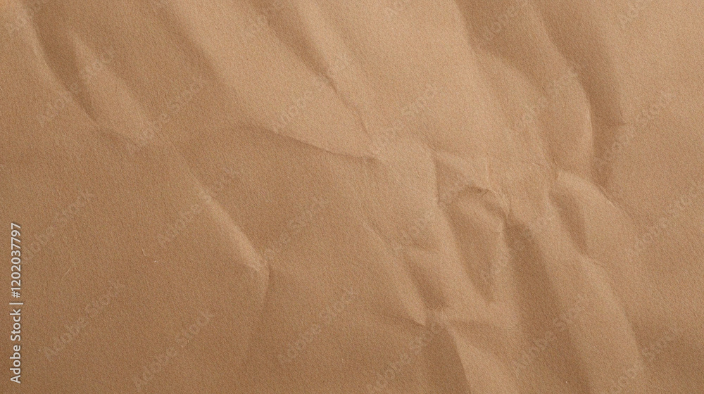 Obraz premium Wrinkled brown kraft paper texture ideal for eco-friendly packaging, vintage designs, and rustic backgrounds