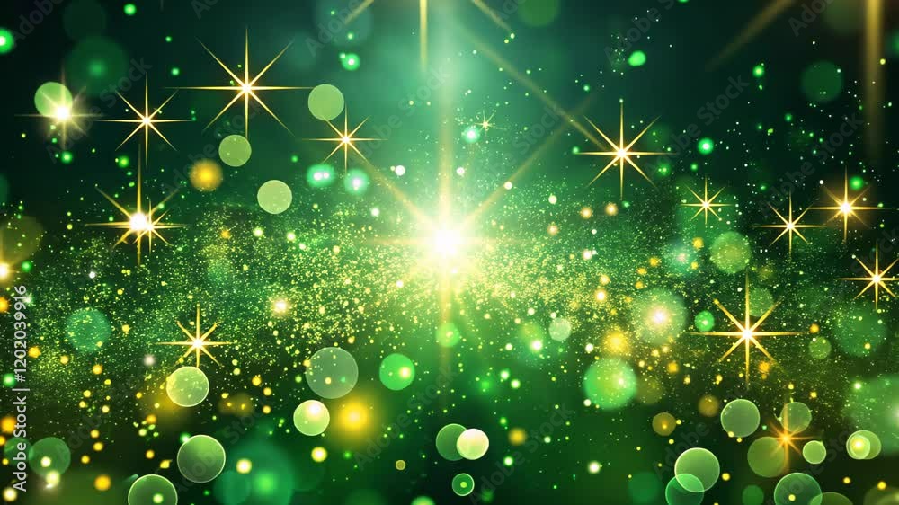 Magical green and gold bokeh background with lights and sparkles, St. Patrick's day concept
Magical green and gold bokeh background with lights and sparkles, St. Patrick's day concept