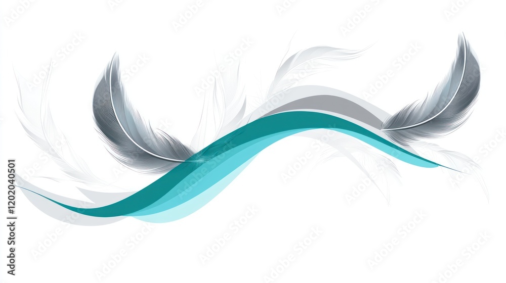 custom made wallpaper toronto digitalAbstract Feather Design with Turquoise Wave