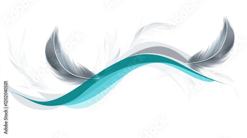 Wallpaper Mural Abstract Feather Design with Turquoise Wave Torontodigital.ca