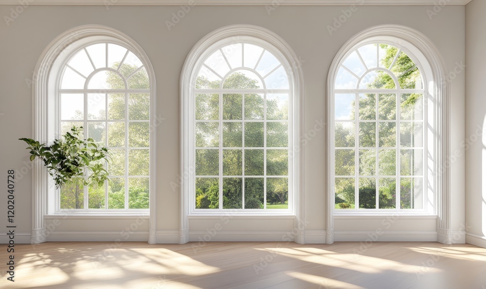 Fototapeta premium Sunlight Streaming Through Elegant Arch Windows