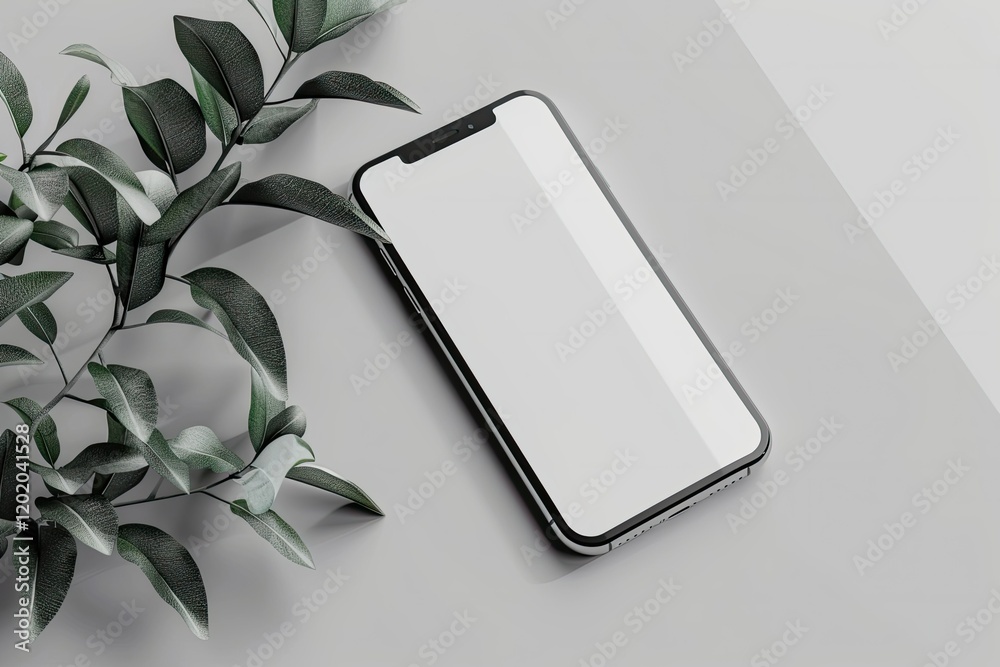 Sharp Picture of White Illustration Sleek, Modern Smartphone with White Screen Mockup Sharp Picture of White Illustration Sleek, Modern Smartphone with White Screen Mockup