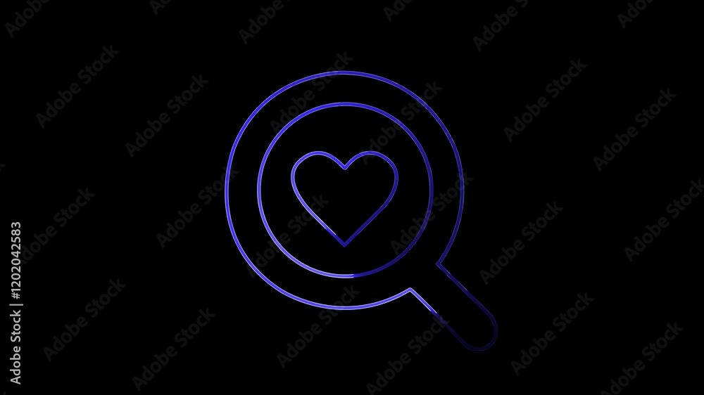 Heart and magnifying glass icon animation symbolizing love and search concepts Heart and magnifying glass icon animation symbolizing love and search concepts